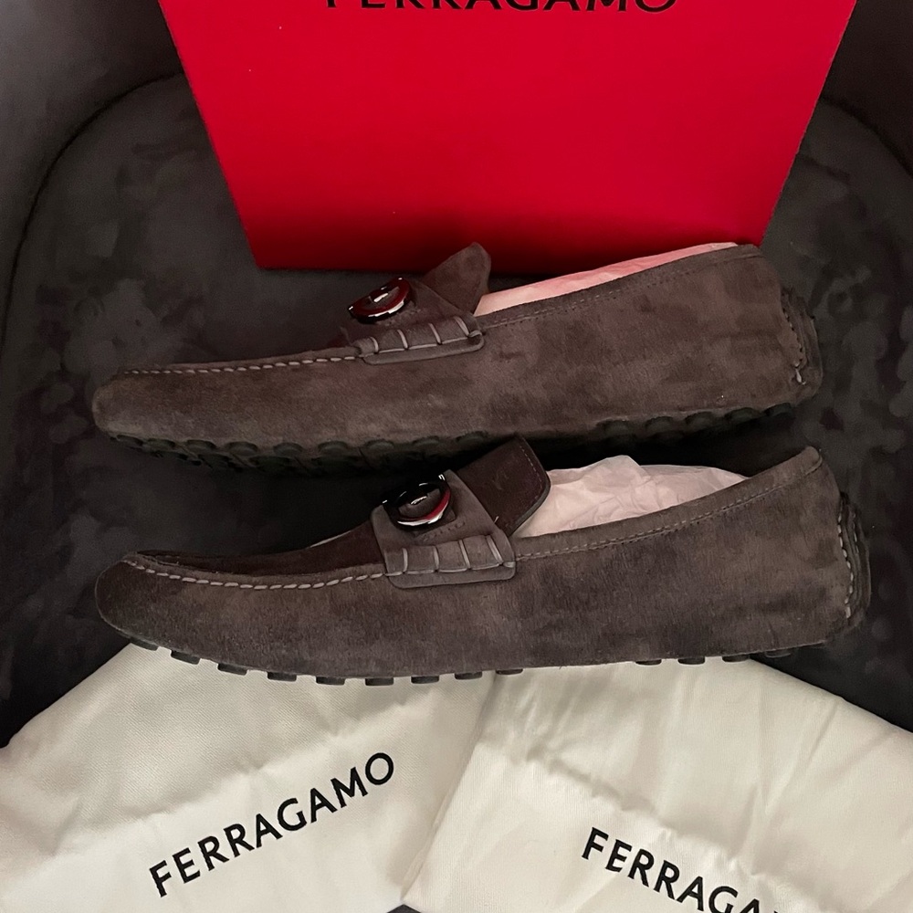Brand New never worn Salvatore Ferragamo Dark Gray Men's Loafers - Picture 5 of 9